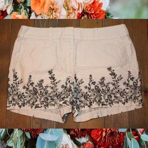 LOFT White with Black Flowers Shorts – Size 6